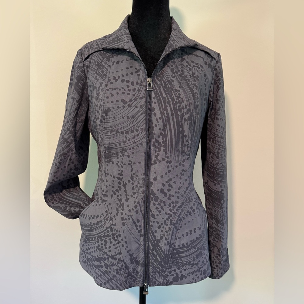 Hilton Hollis blue gray patterned Athleisure zip up jacket size S